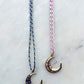 Crescent Moon Tie Necklace Dark Blue