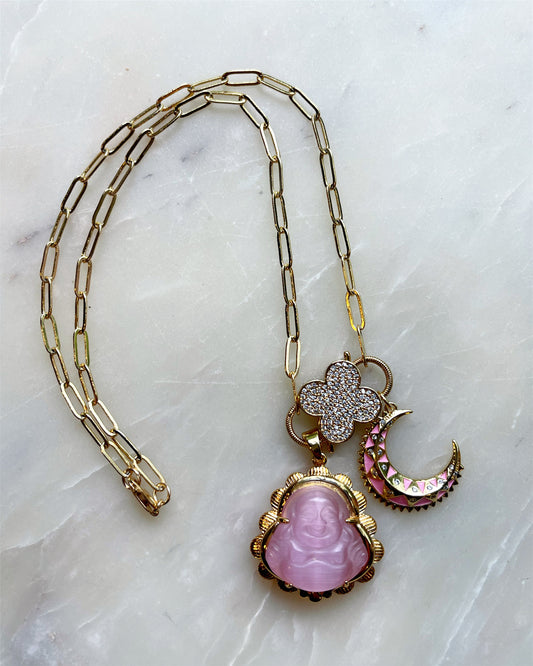 Pink Buddha Chain Necklace