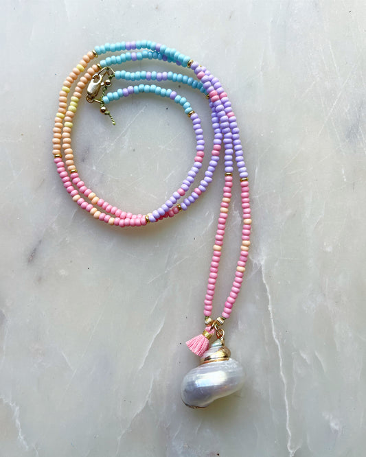 Pastel Shell Tassel Necklace