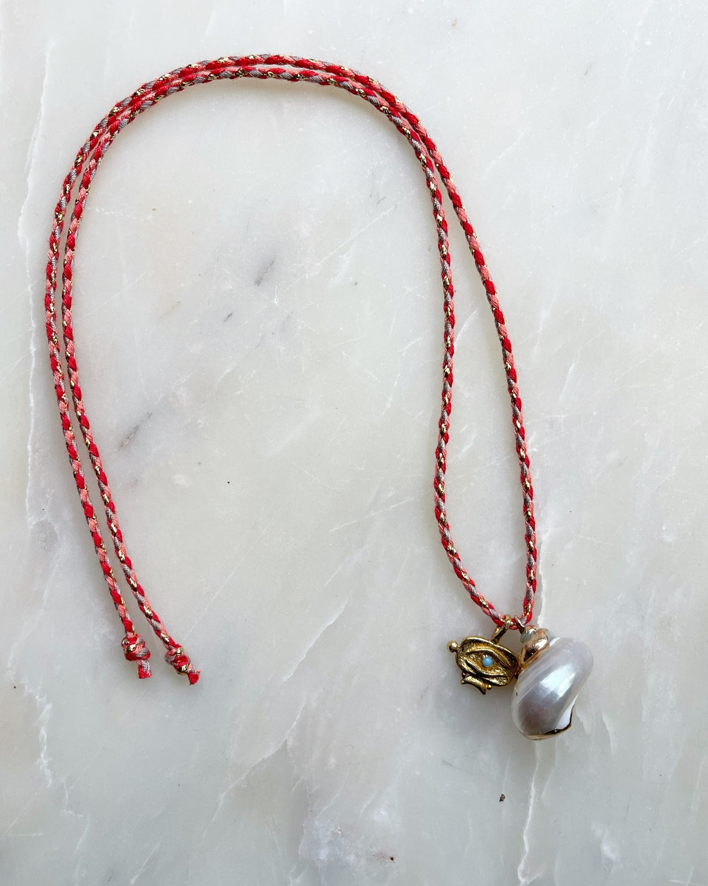 Coral Shell Tie Necklace