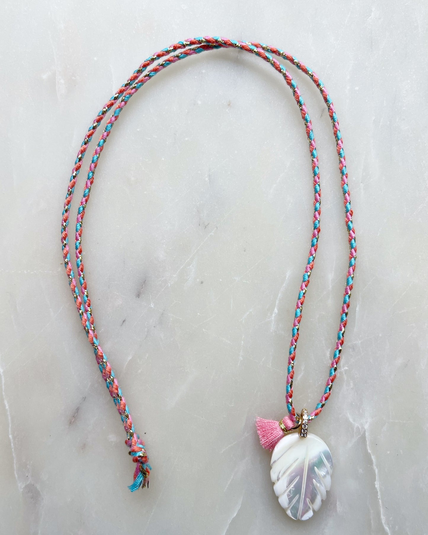 Carved Shell Tie Necklace