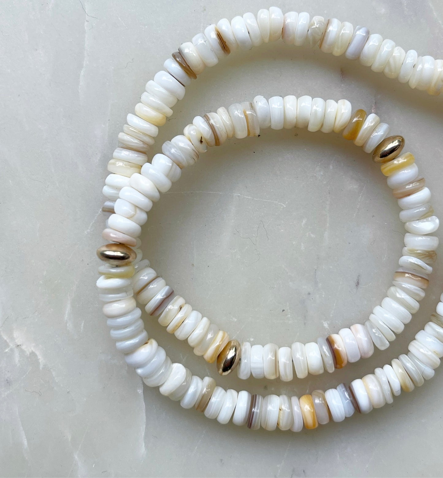 Shell Necklace with Gold Feature Beads