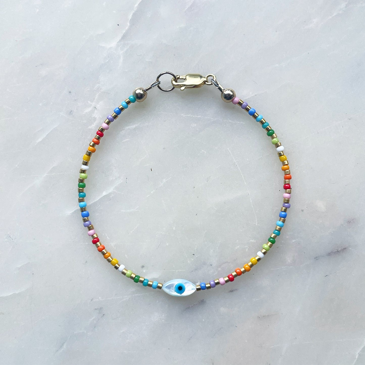 Rainbow Bracelet Mother of Pearl Eye