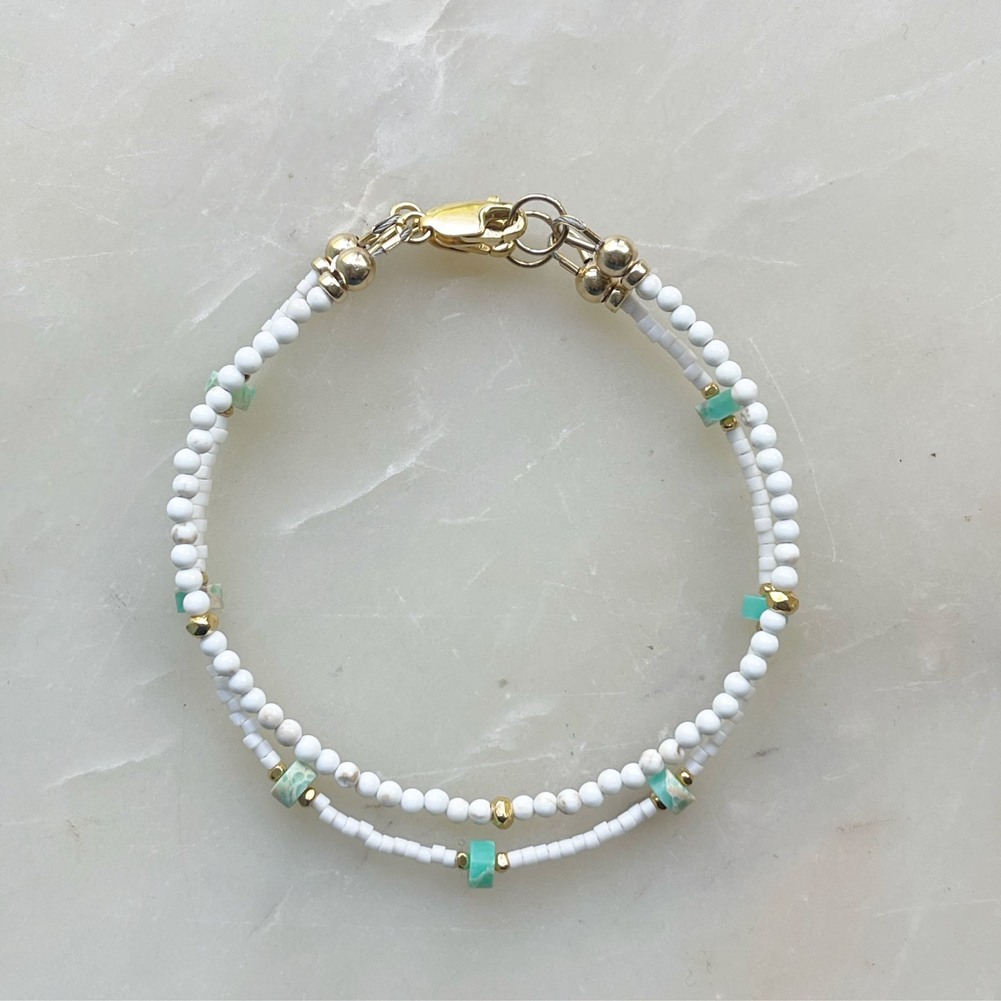 White Stone Bracelet with 24k Gold