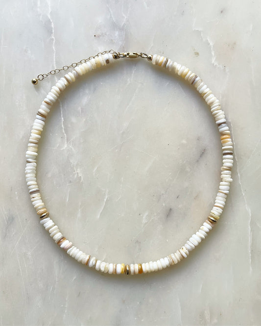 Shell Necklace with Gold Feature Beads