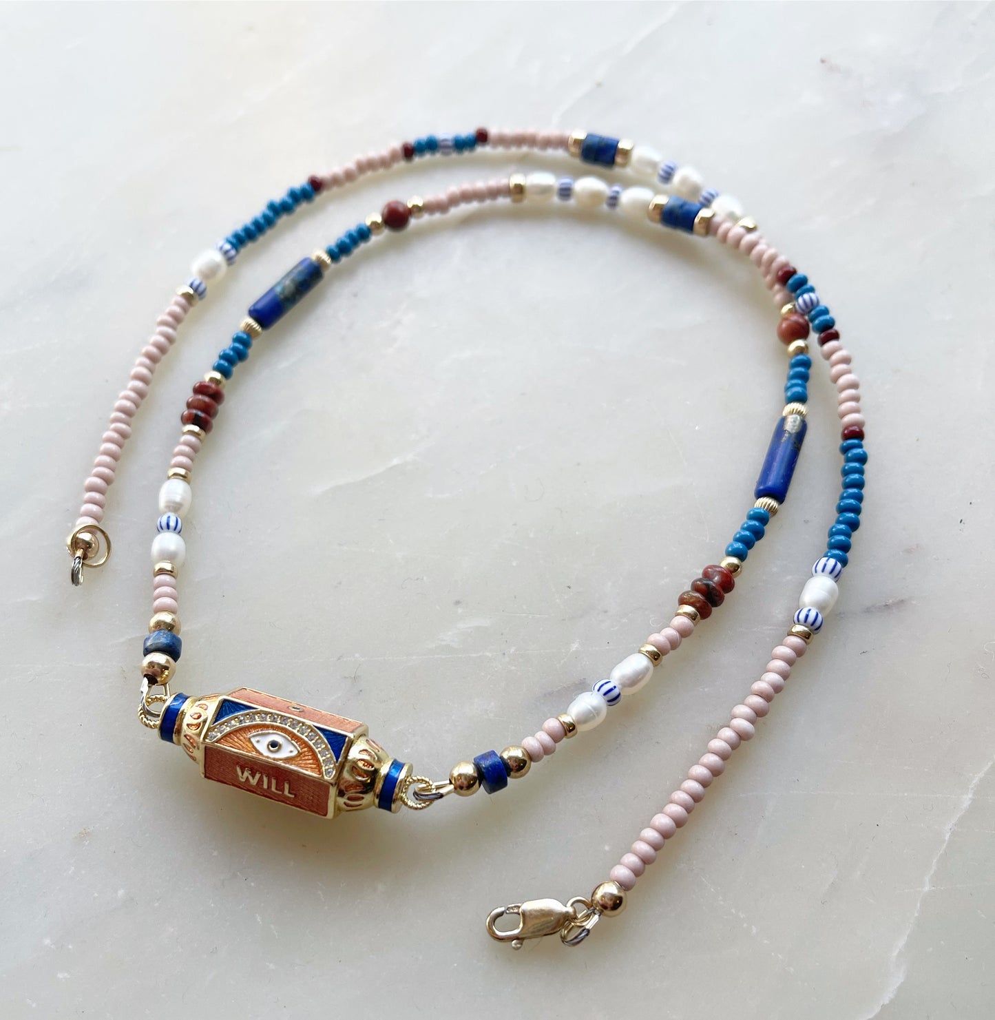 Enamel Connector Necklace with Eye