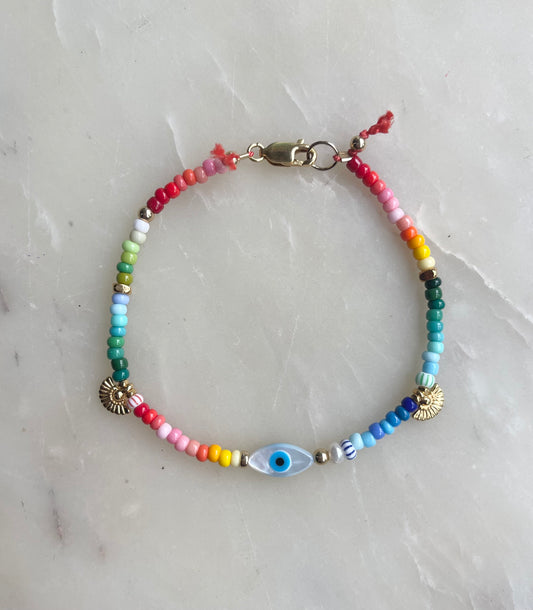 Rainbow Eye Bracelet with Gold Fans