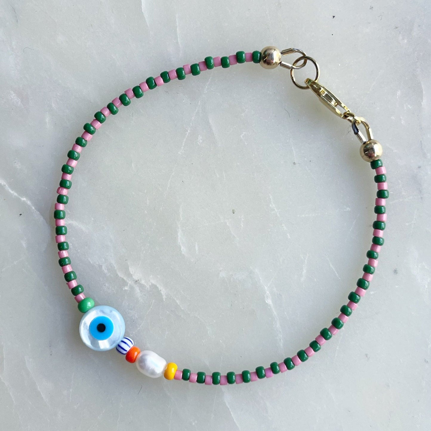 Green & Pink Eye Bracelet