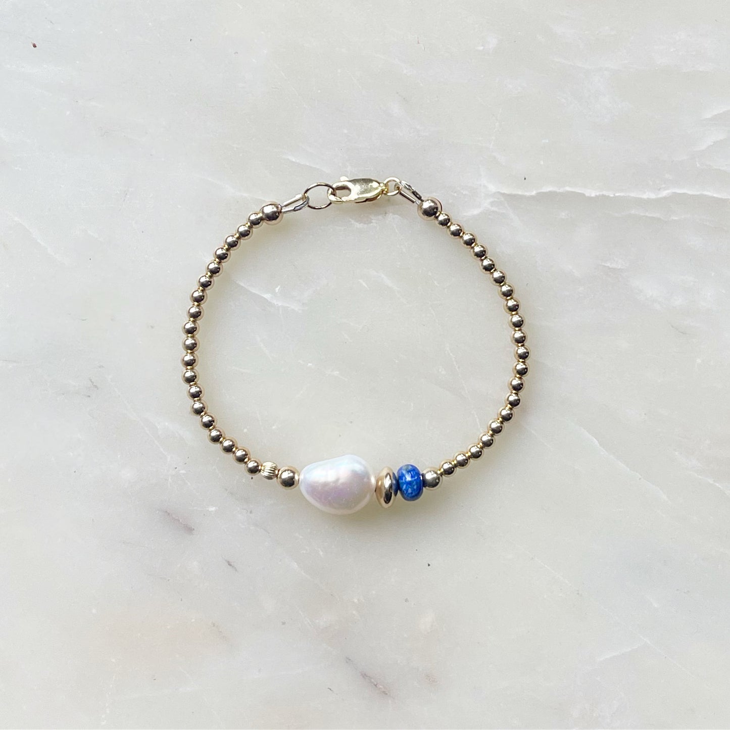 Pearl and Lapis Bracelet