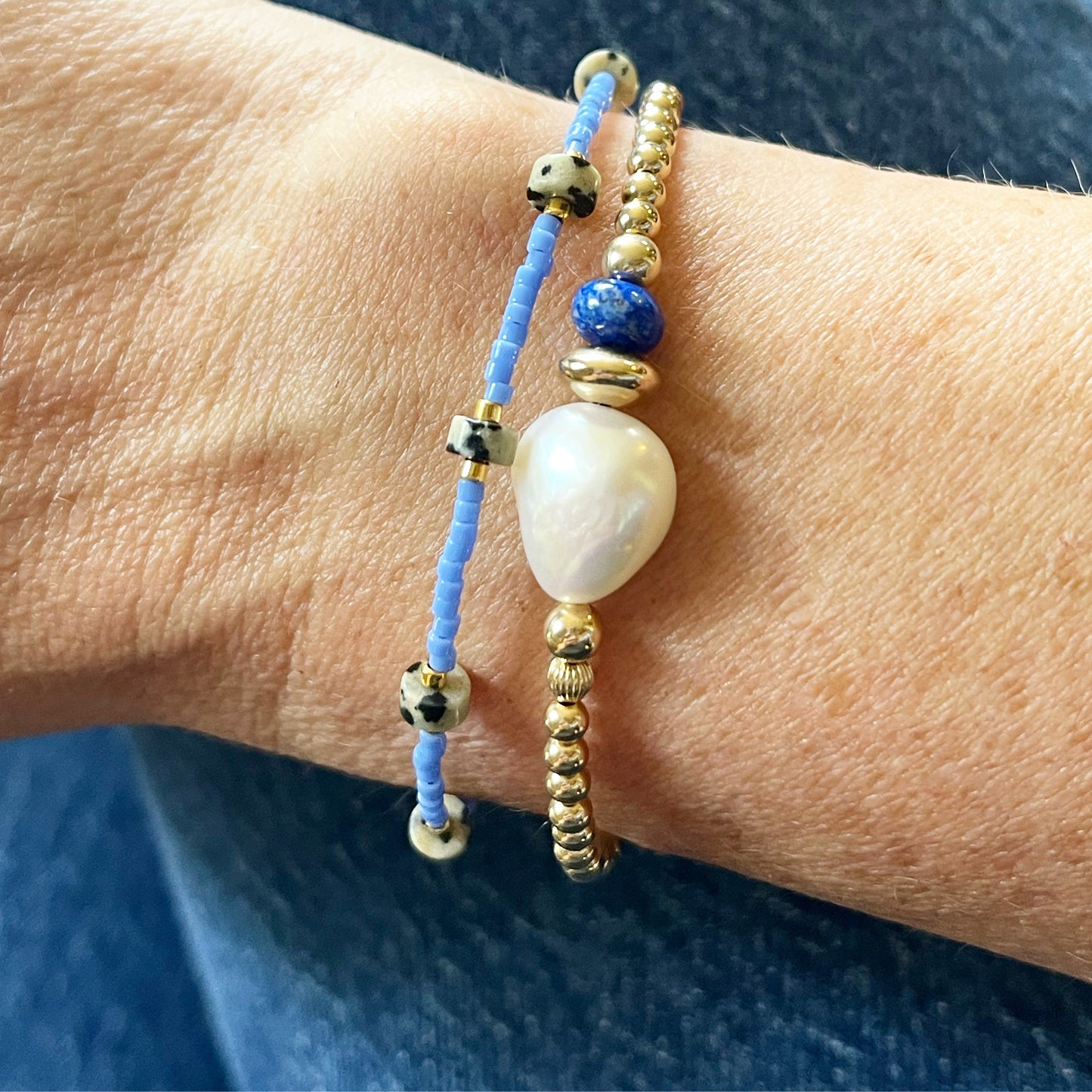 Pearl and Lapis Bracelet