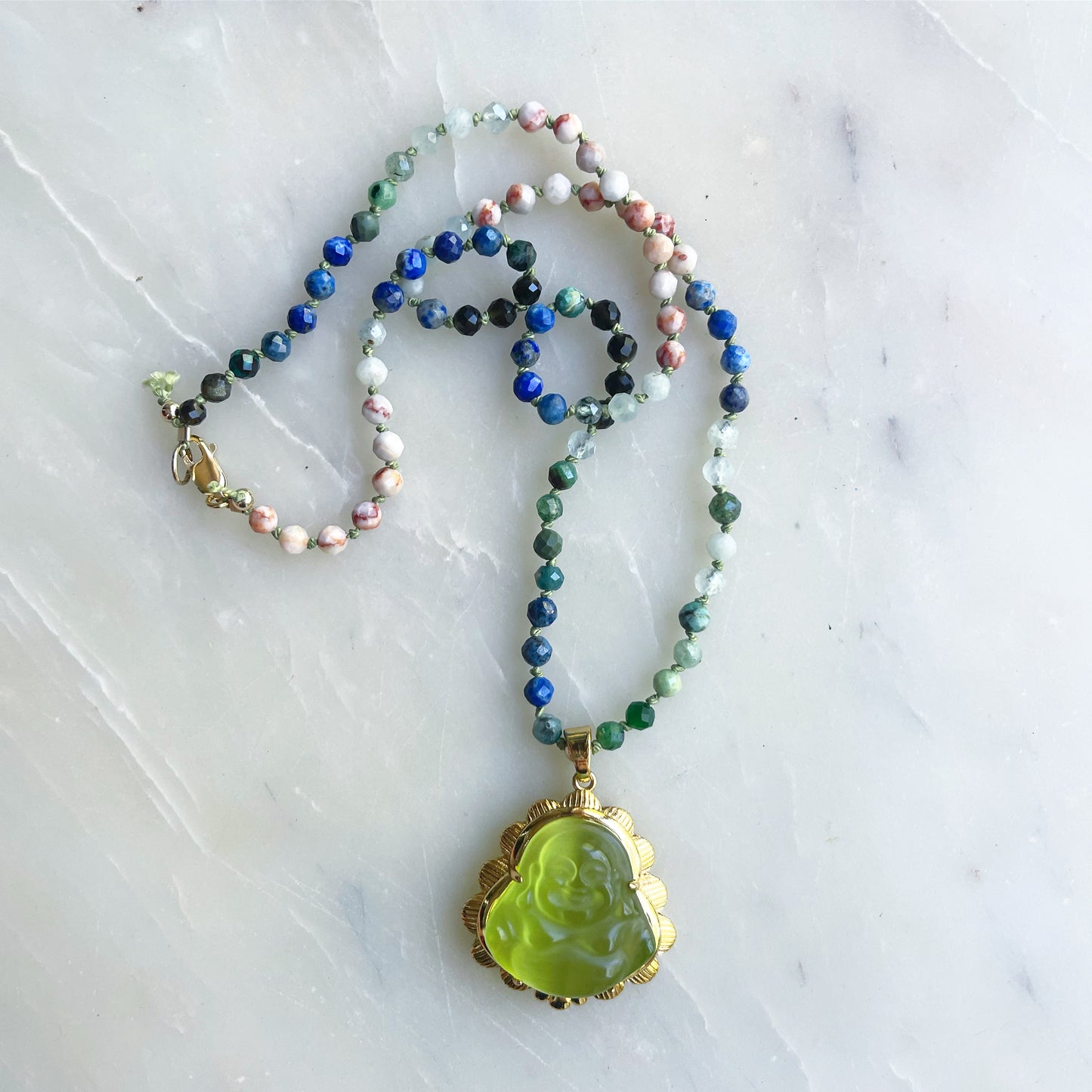 Semi precious stone Buddha Lime