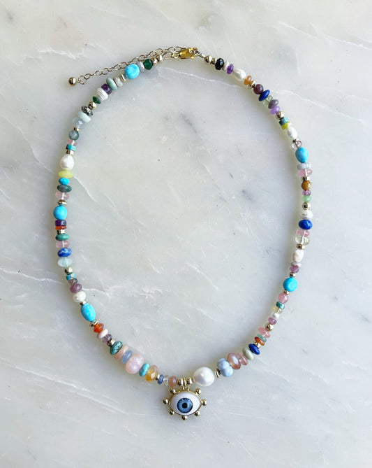 Semi Precious Stone Eye Necklace