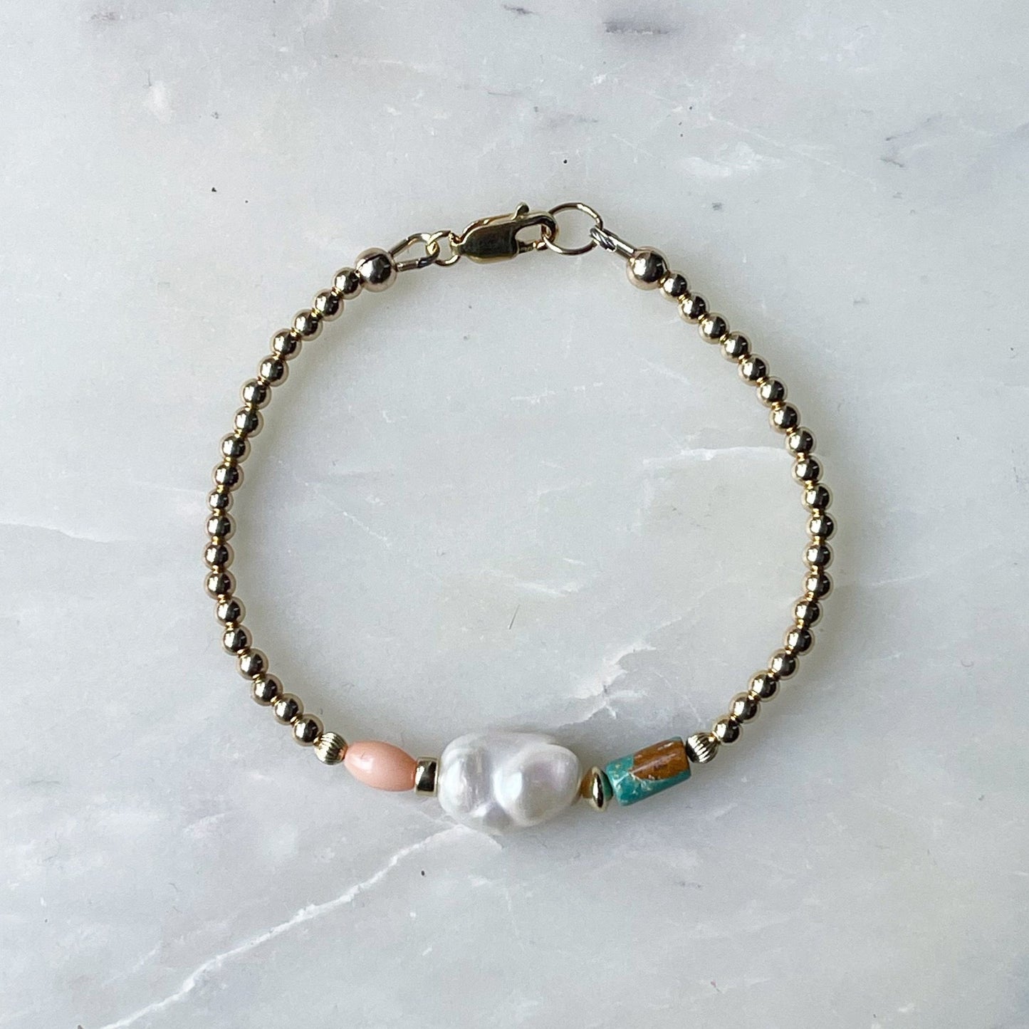 Pearl Coral & Turquoise Bracelet