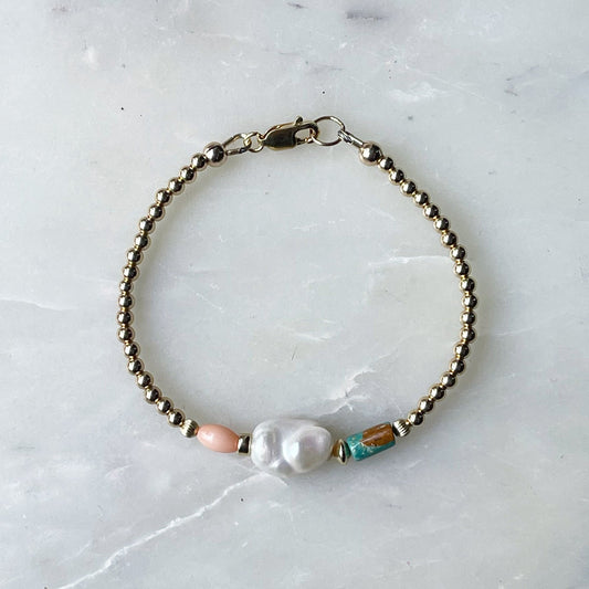 Pearl Coral & Turquoise Bracelet