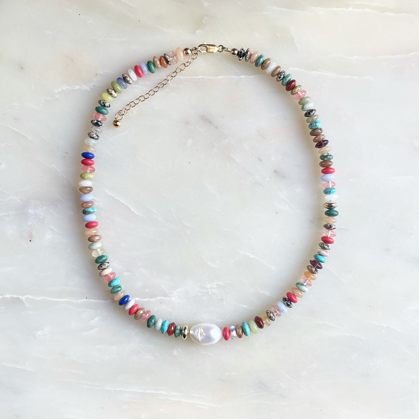 Freshwater Pearl and Multi Coloured Stone